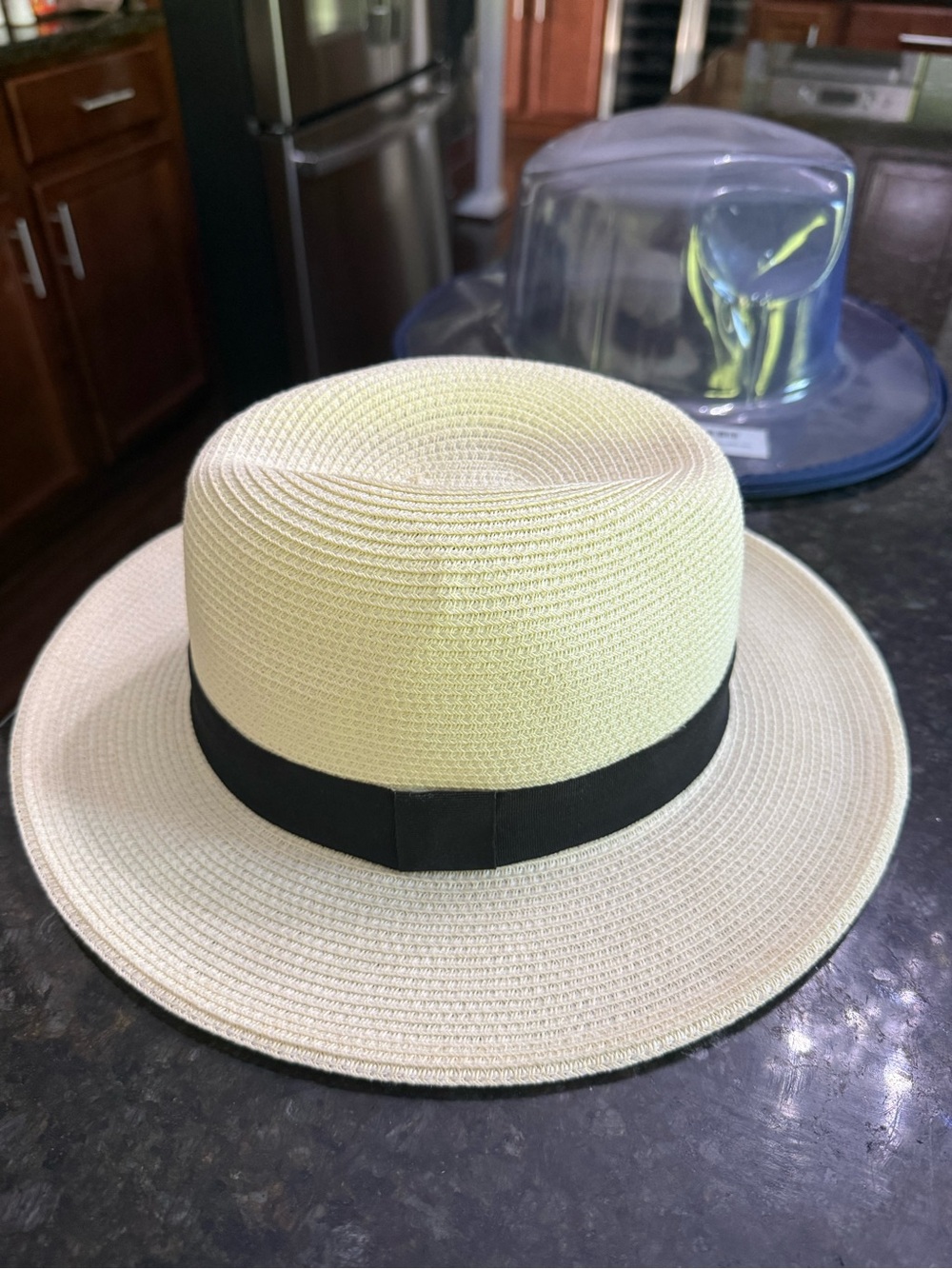 Women’s Cream Straw Panama Hat with Black Band